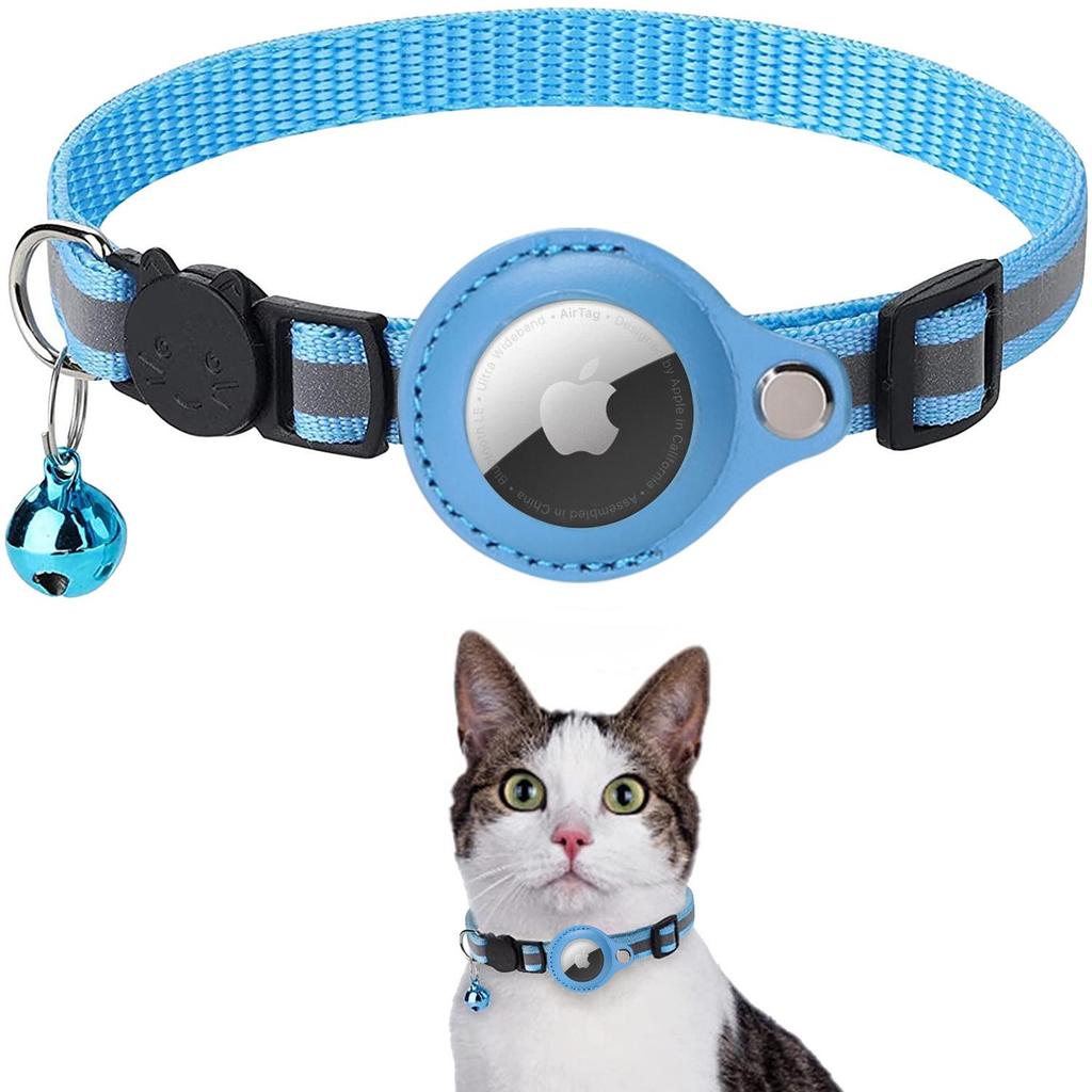 Apple AirTag Protective Pet Collar with Anti-Loss Tracker and Reflective Bell for Cats