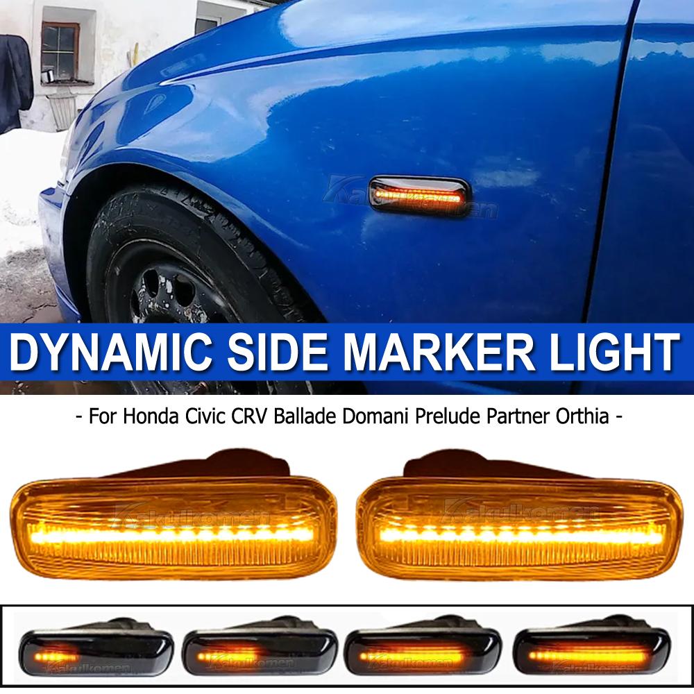 2Pcs Dynamic LED Side Marker Lights Turn Signal Indicator For Honda Civic EK 2/3/4dr Ballade CRV Prelude 95-99 Car Accessories