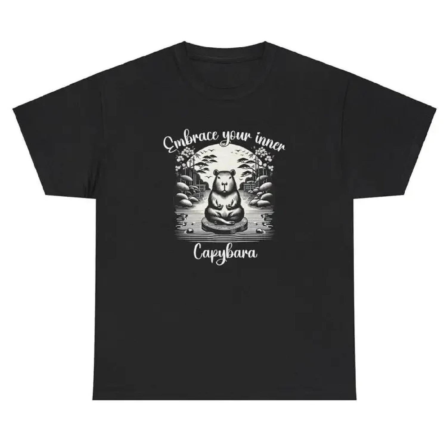 Embrace Your Inner Capybara T Shirt Silly Y2K Gen Z Ironic Animal Lover Meme Tee S