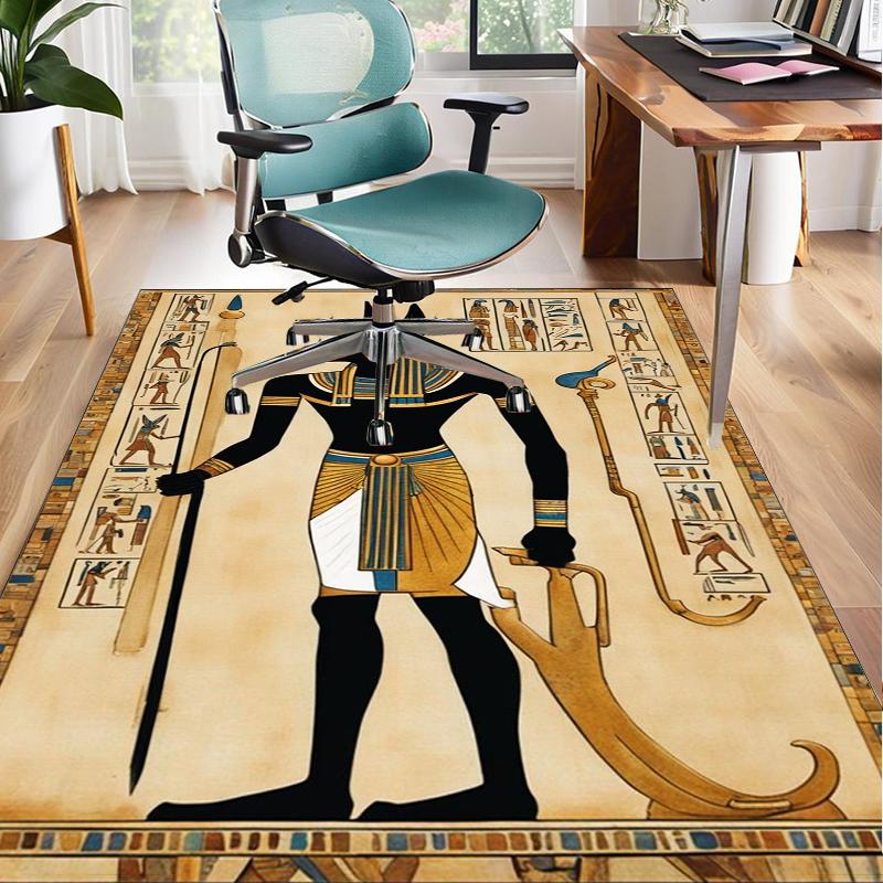 Ancient Egyptian Hieroglyphics Office Rug Chair Mat, Entryway Carpet, Suitable for Front Door, Bedroom, Living Room, Desk, Holiday Gift