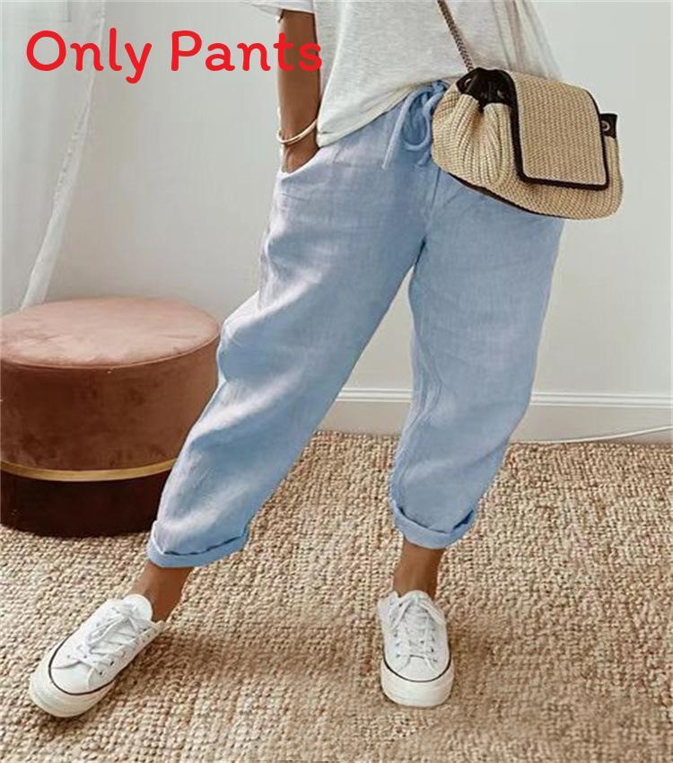 Casual Linen Trousers For Women With Elastic Waist For Spring Summer Comfort
