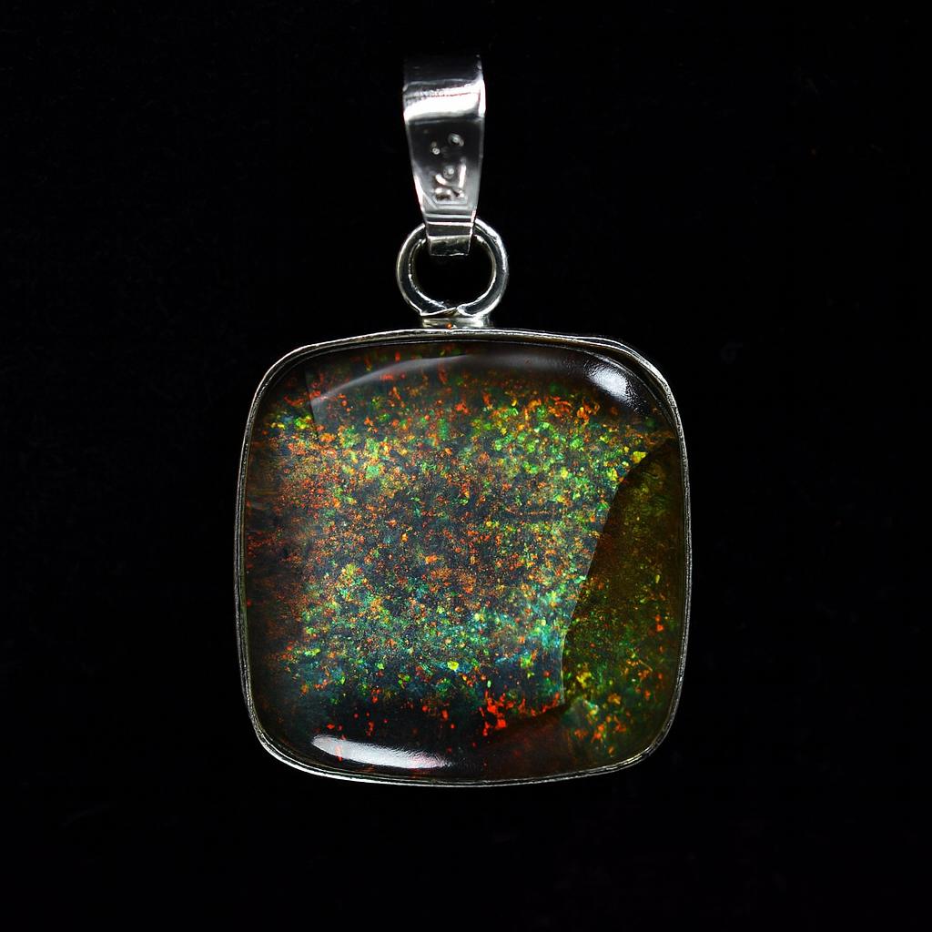 28 ct Natural Multicolor Square Cushion Pendant 925 Sterling Silver Gemstone Jewelry Gift