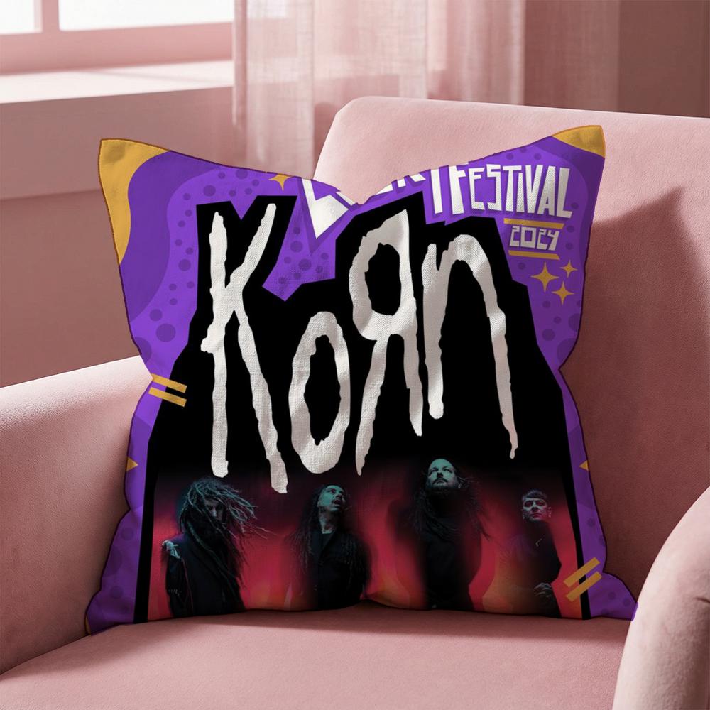Rock Band K-Korn Cushion Cover Multi-Scene Pillow Cover for Home & Car - Reversible, Soft & Durable for Daily Use