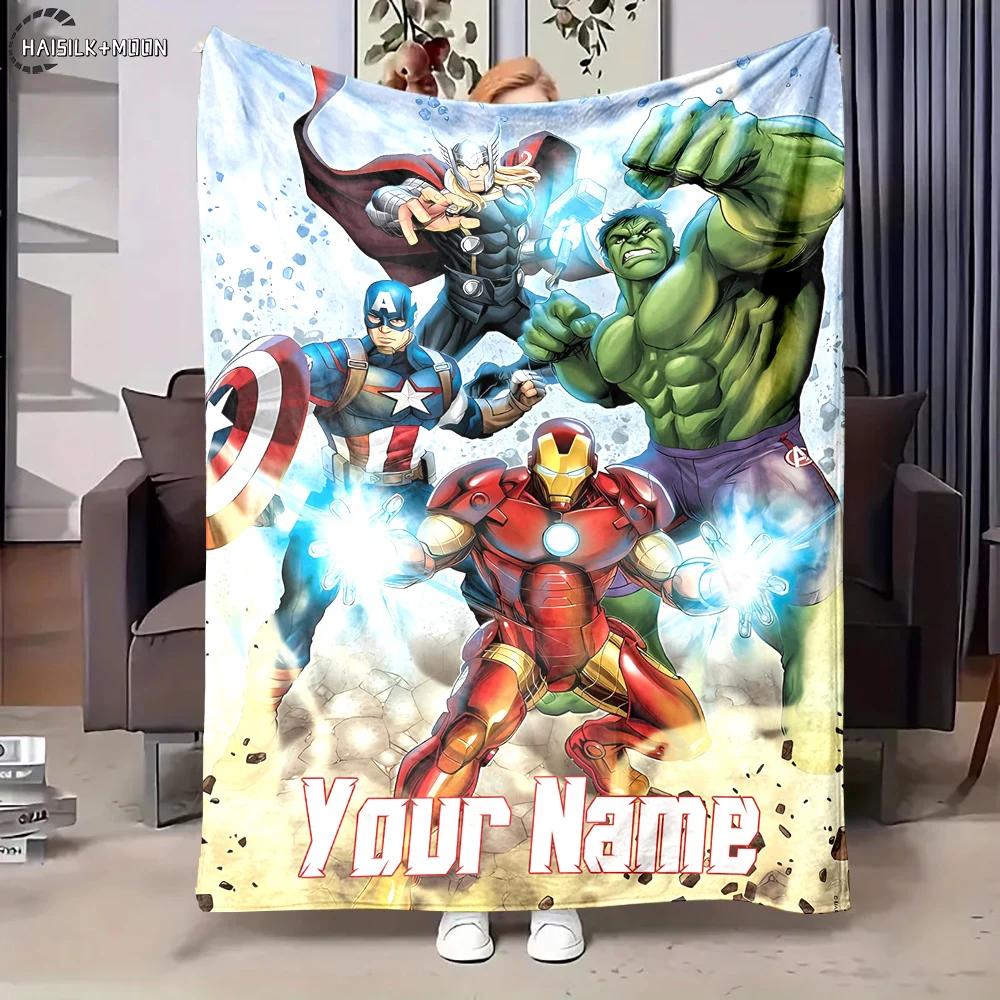 3D Multi-Maat Gepersonaliseerd Deken met Naam Marvel Avenger Print Volwassenen Kinderen Warm Deken Comfortabel Deken Vakantiecadeau