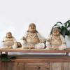 Buddha Statue Happy Whitewash Suar Wood 40cm