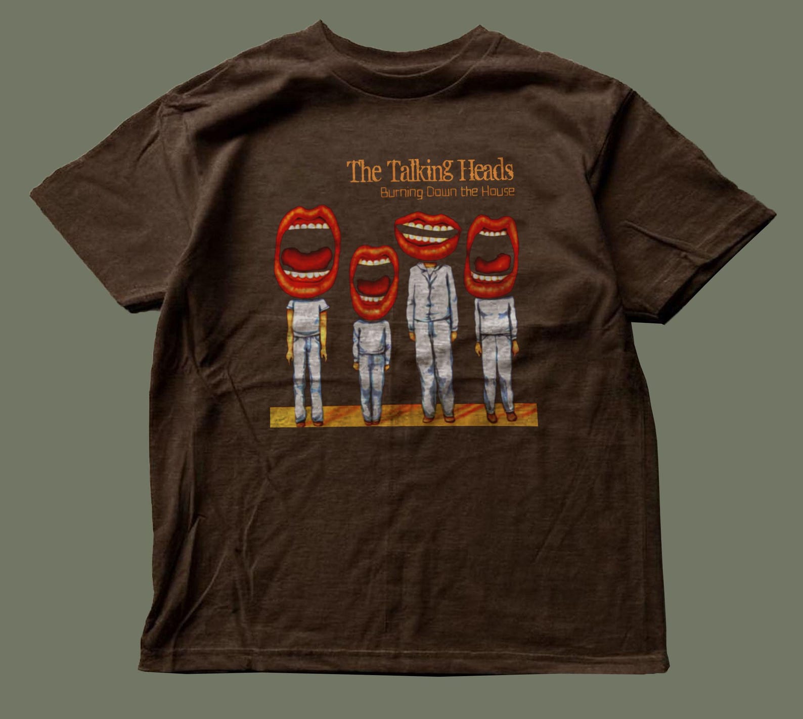 Talking Heads Brown Tee,unisex,graphic tee L