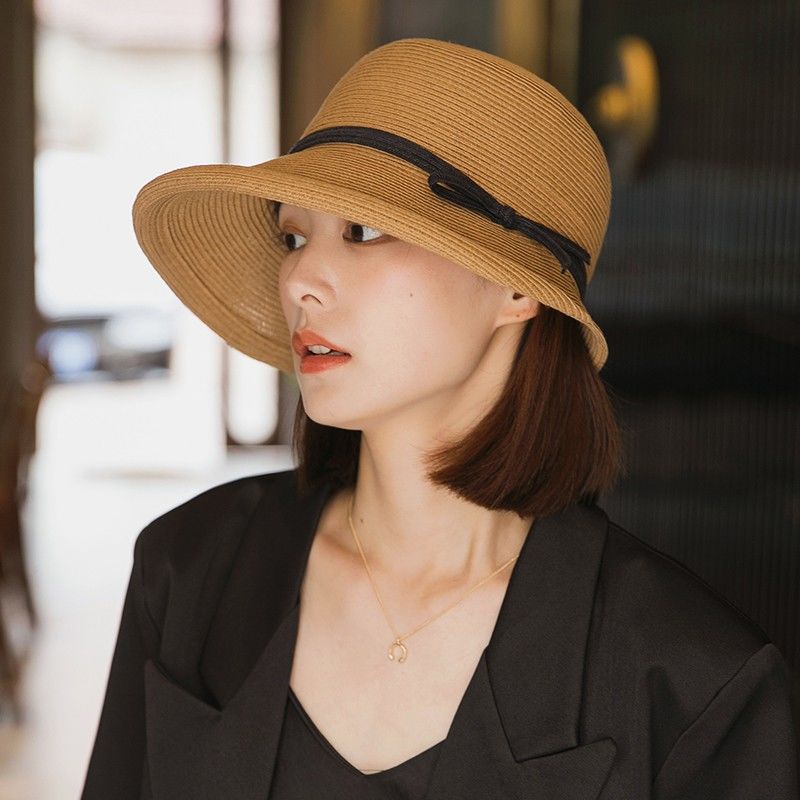 Big eaves hat women's summer small fresh versatile sun hat sun protection sun hat foldable braided hat women