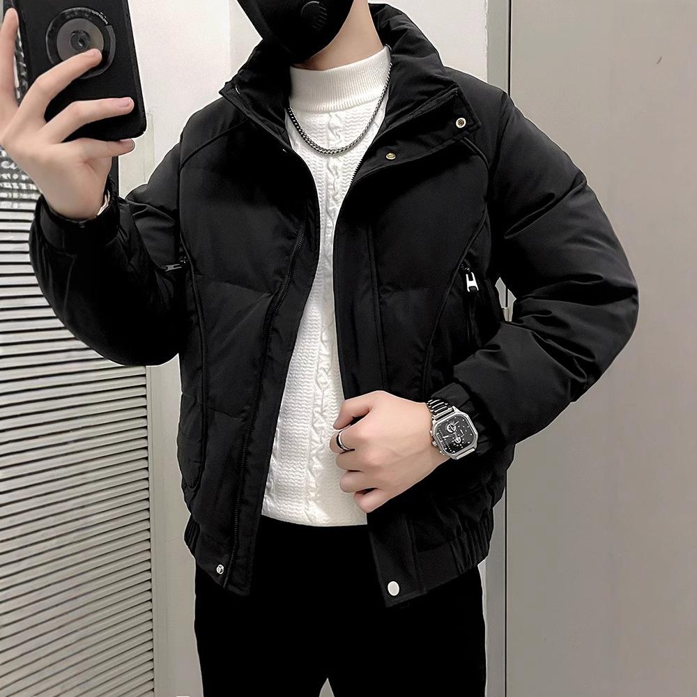 

Мужское зимнее пальто с утолщенным хлопковым наполнителем, модная пуховая одежда с хлопковым наполнителем XXXL чёрный