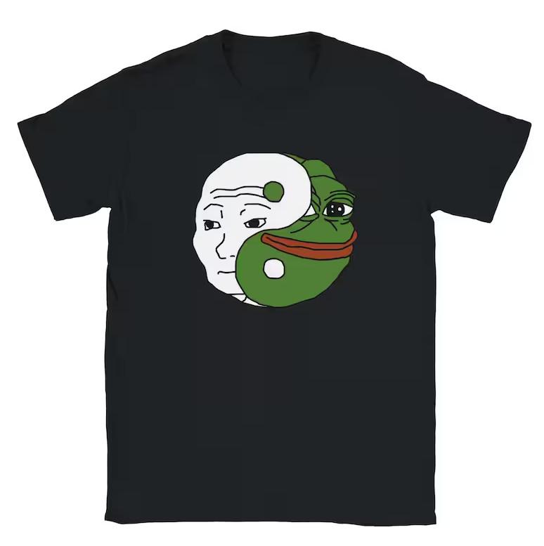Новая унисекс футболка Ying Yang Wojak Pepe Футболка Gildan 5000 L