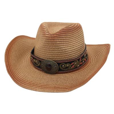 Gem Tibetan Tibetan Western Cowboy Top Hat Foldable Ethnic Style Outdoor Sunscreen Hat Cross-Border New Belt Straw Hat