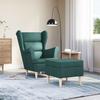Armchair with Footstool Dark Green Fabric