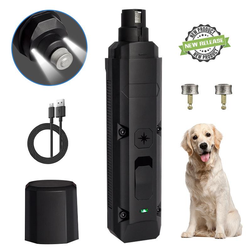 Upgraded Professional 2-Speed Electric Rechargeable Painless Pet Dog Nail Grinder Dog Nail File Trimmers with 2 LED Lights