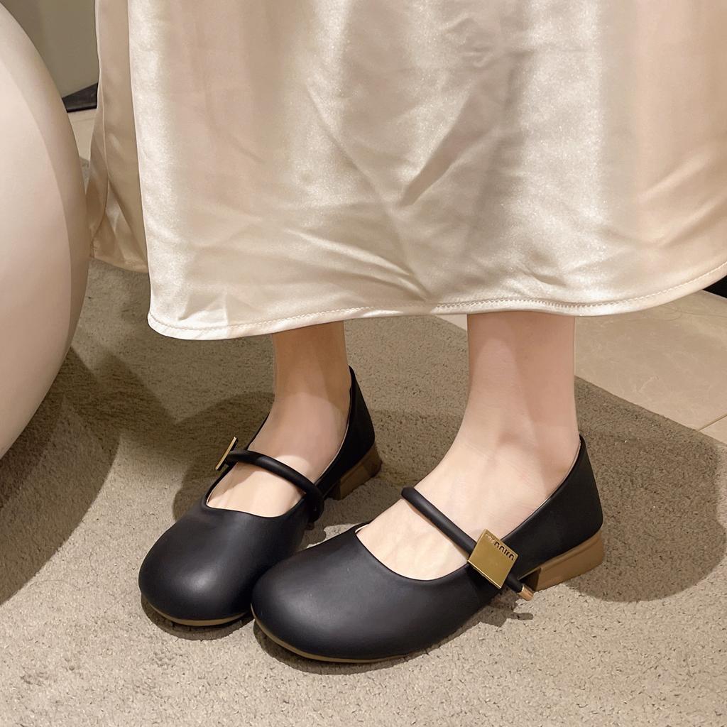 Mary Jane Shoes Women's Thick Heel Single Shoes Women's Spring and Autumn New French Gentle Wind with Skirt Shallow Mouth Soft Sole Women's Shoes