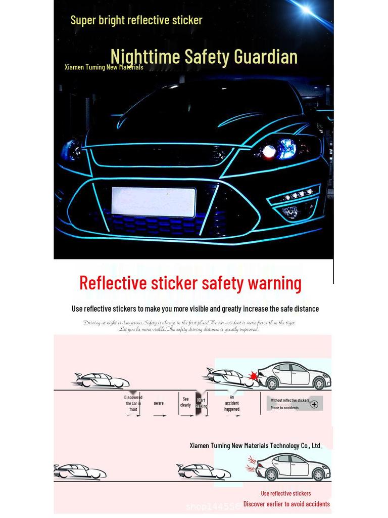 Night Safety Anti-Collision Reflective Strips - Traffic Warning Stickers with Microprismatic Film