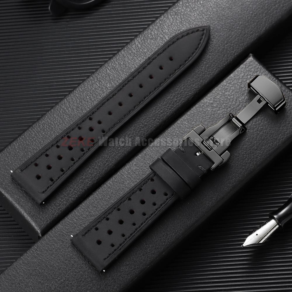 Quick Release Vintage Leather Watch Strap Stitching Cowhide Band for Omega 18/19/20/21/22/24mm Deployment Clasp Wrist Bracelet