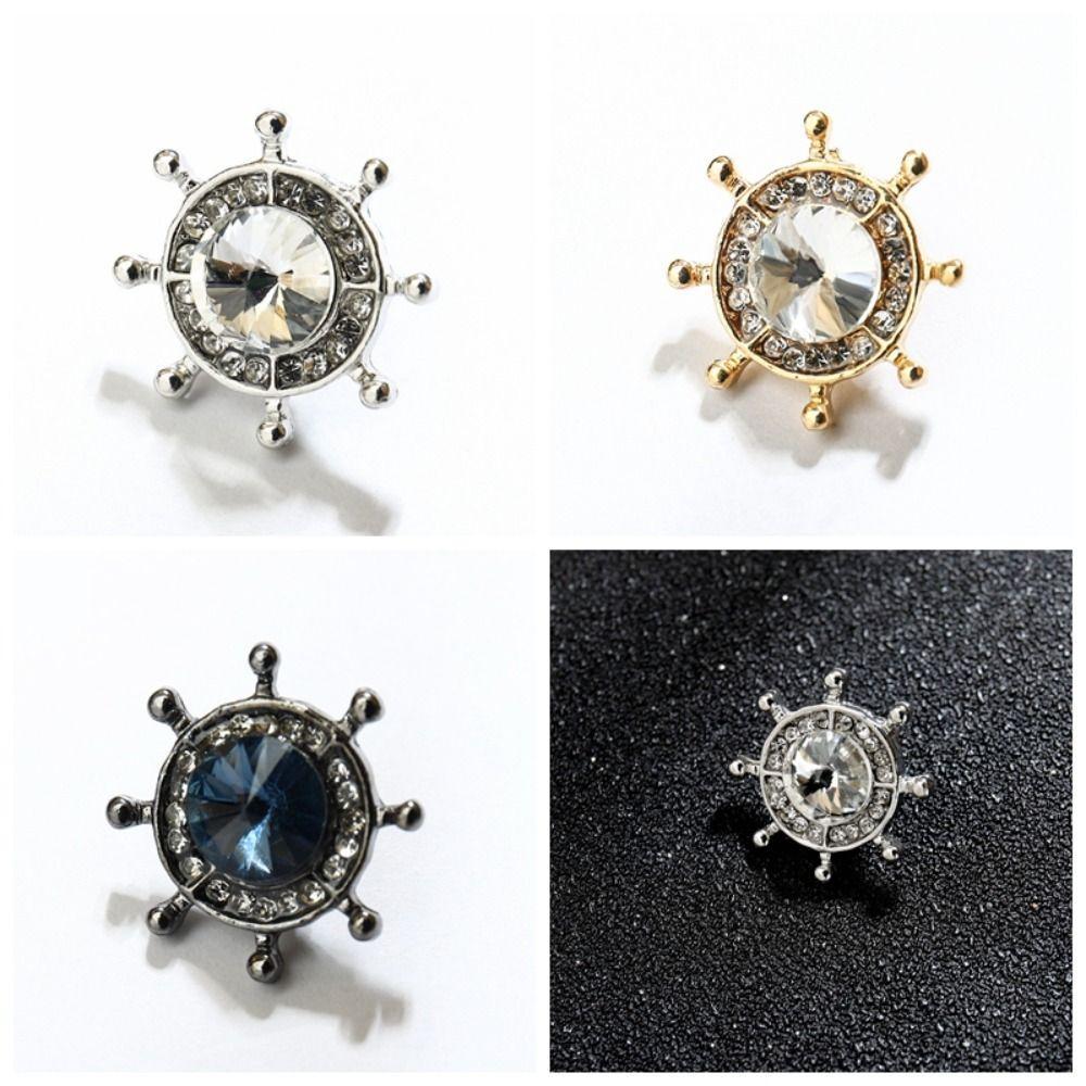 Zinc Zinc Alloy Rudder Collar Brooch Crystal  Little Fresh   Man