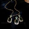 Emerald Zircon Crystal Geometric Earrings Korean Personality Fashion Stud Earrings Women's Niche Design Retro Earrings