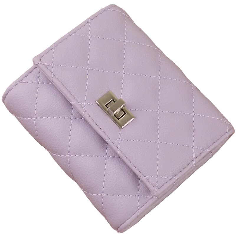 

[AppelToi] purple trifold wallet ladies With coin purse trifold wallet mini wallet small Smaller Thin compact wallet card box coin billfold quilting
