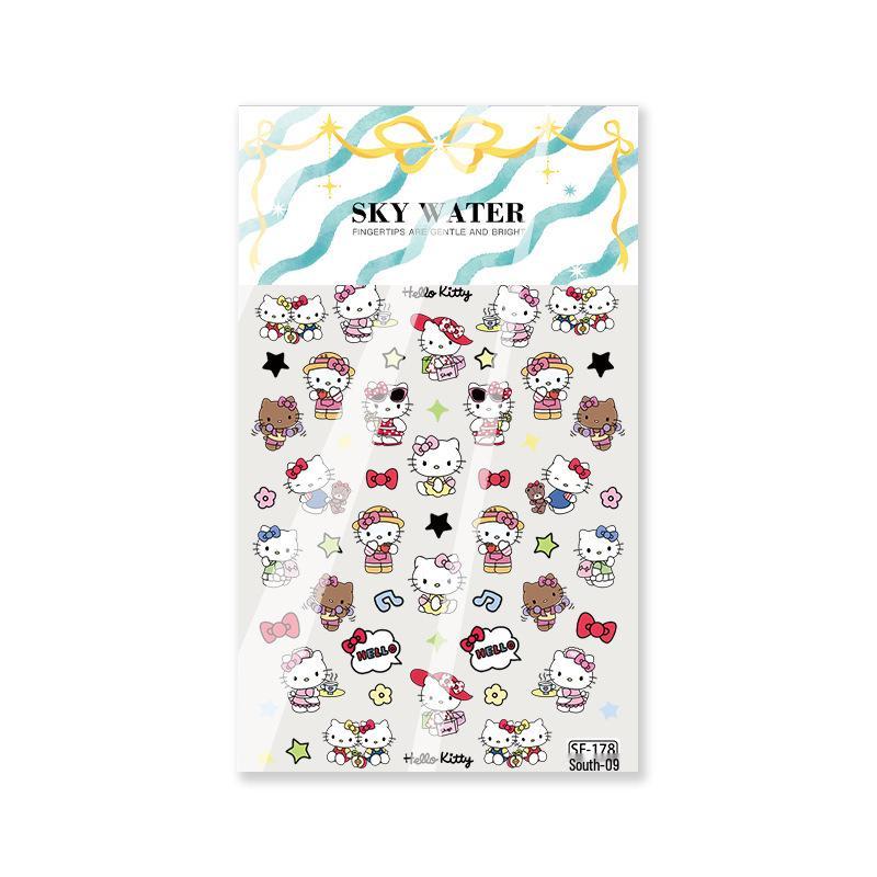 Sky Cute 3D Hello Kitty Embossed Nail Stickers - Girly Cartoon DIY Design