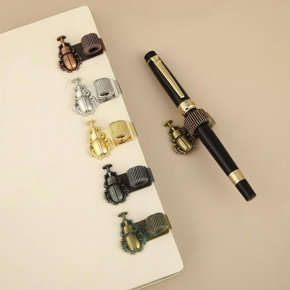 Creative Butterfly Rhinoceros Beetle Pen Clip Vintage Notebook Pen Holder Notebook Accessory