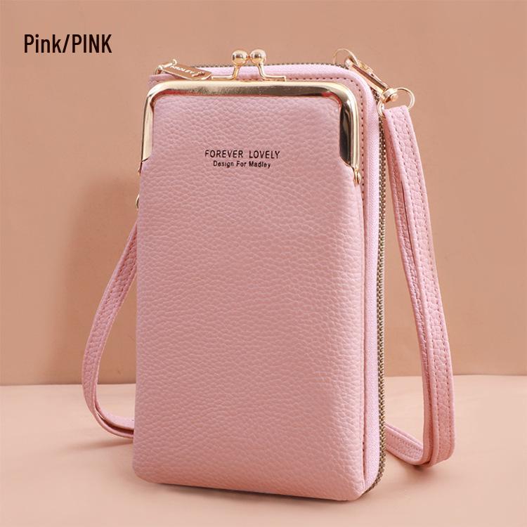 2025 Women's Korean Style Lychee Grain Large Capacity Crossbody Phone Bag & Wallet.