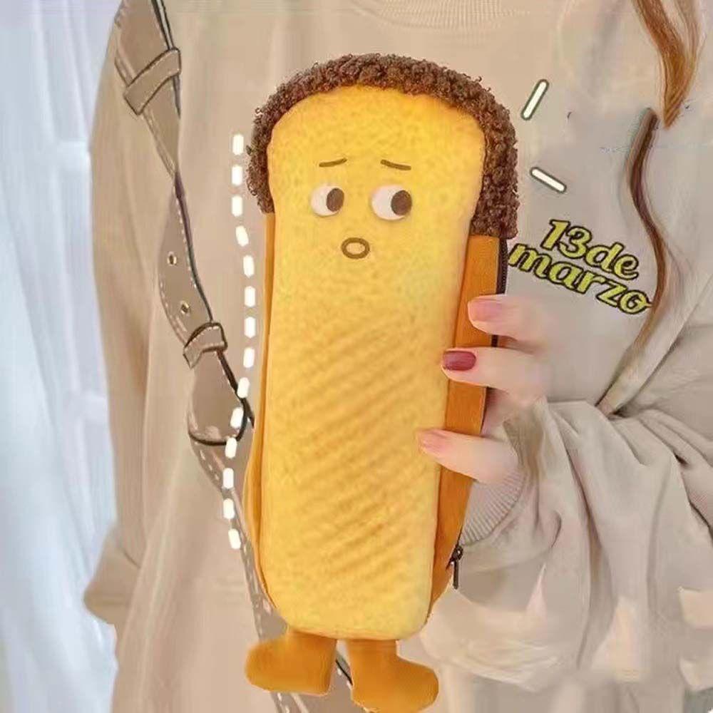 Pen Storage Bag Cartoon Cosmetic Bag Bread Pencil Bag Student Stationery Box Toast Pencil Cases