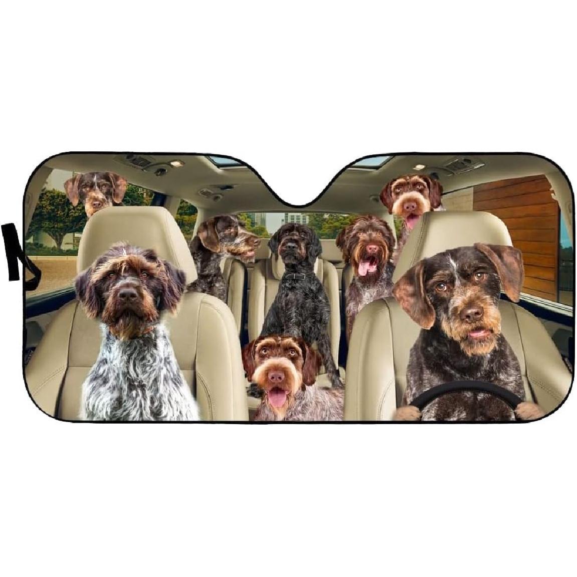 

Windshield Sun Shade German Wirehaired Pointer Car Front Window Shade Blocks Sunlight Keeps Your Vehicle Cool for Most Sedans SUV Truck Automotive 51 x 28