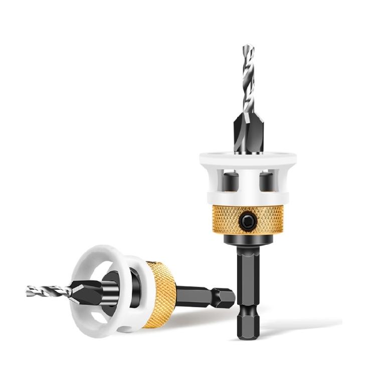 Professional Woodworking 4 Sizes Countersink Drill Bits 2.8/3.2/3.5/4mm with Low Friction Depth Stop for Smooth Boring