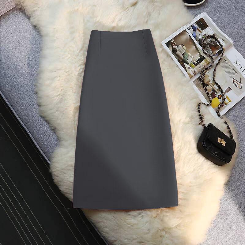 Kaki Hoge Taille A-lijn Midi Rok - Dames Lente/Herfst 2025 Collectie