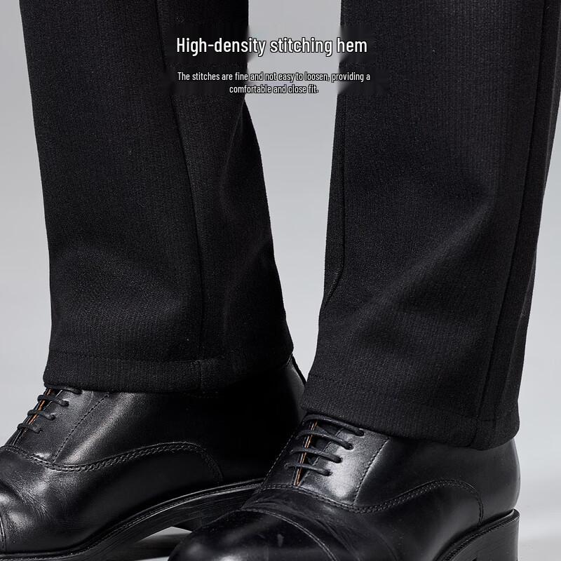 Shanshan Men's Wool Blend Thick Warm Straight Fit Business Casual Pants