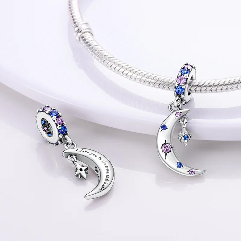 Charms Platablue And Purple Star And Moon Beads Fit Originalbracelets Charms For Women Jewelry Diy Making Gifts