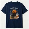 Halloween Black Cat Graphic Shirt Spooky Pumpkin Cat Tee Cute Halloween Cotton T-Shirt Fall Graphic Shirt Funny Halloween Gift