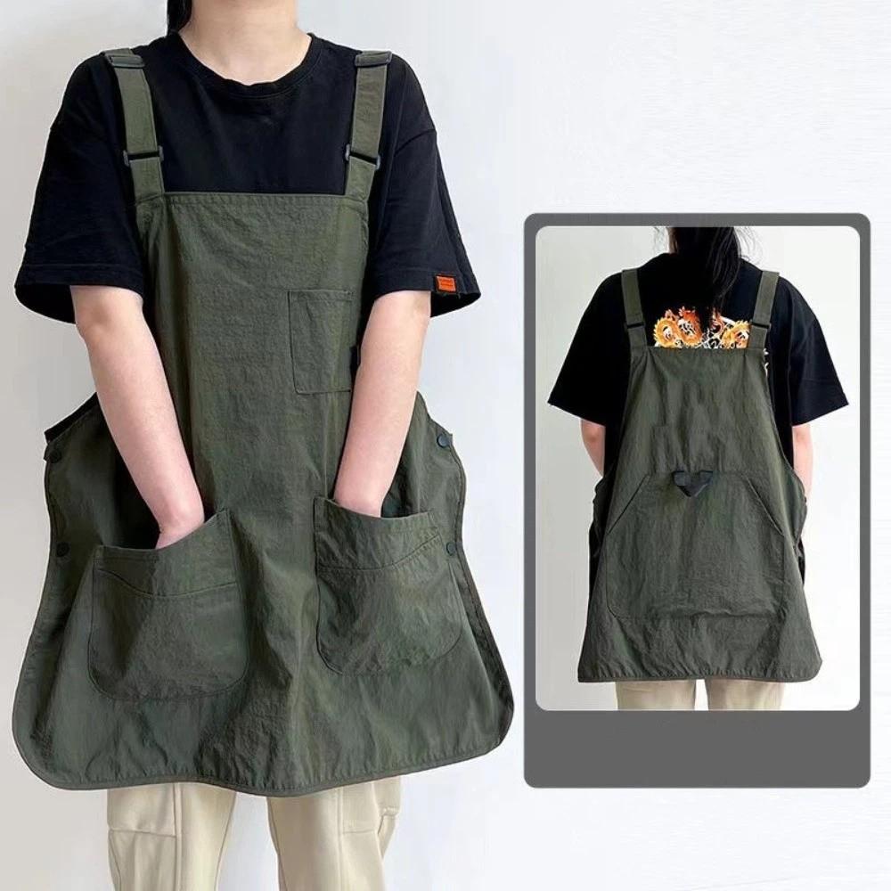 New Double-Sided Kitchen Apron Waterproof Adjustable Waist Apron Unisex Pure Color Chef Apron Household Kitchen темно-зеленого