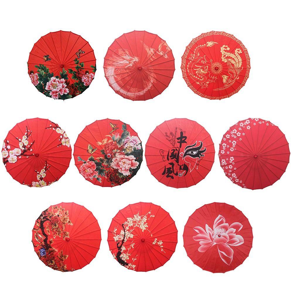 Chinese Antique Style Oiled Paper Umbrella 10 Colors Bridesmaids Party Scenery Dance Performance