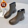 Martin boots autumn and winter popular British style square head and ankle boots square heel short leather boots women's versatile boots rear zipper