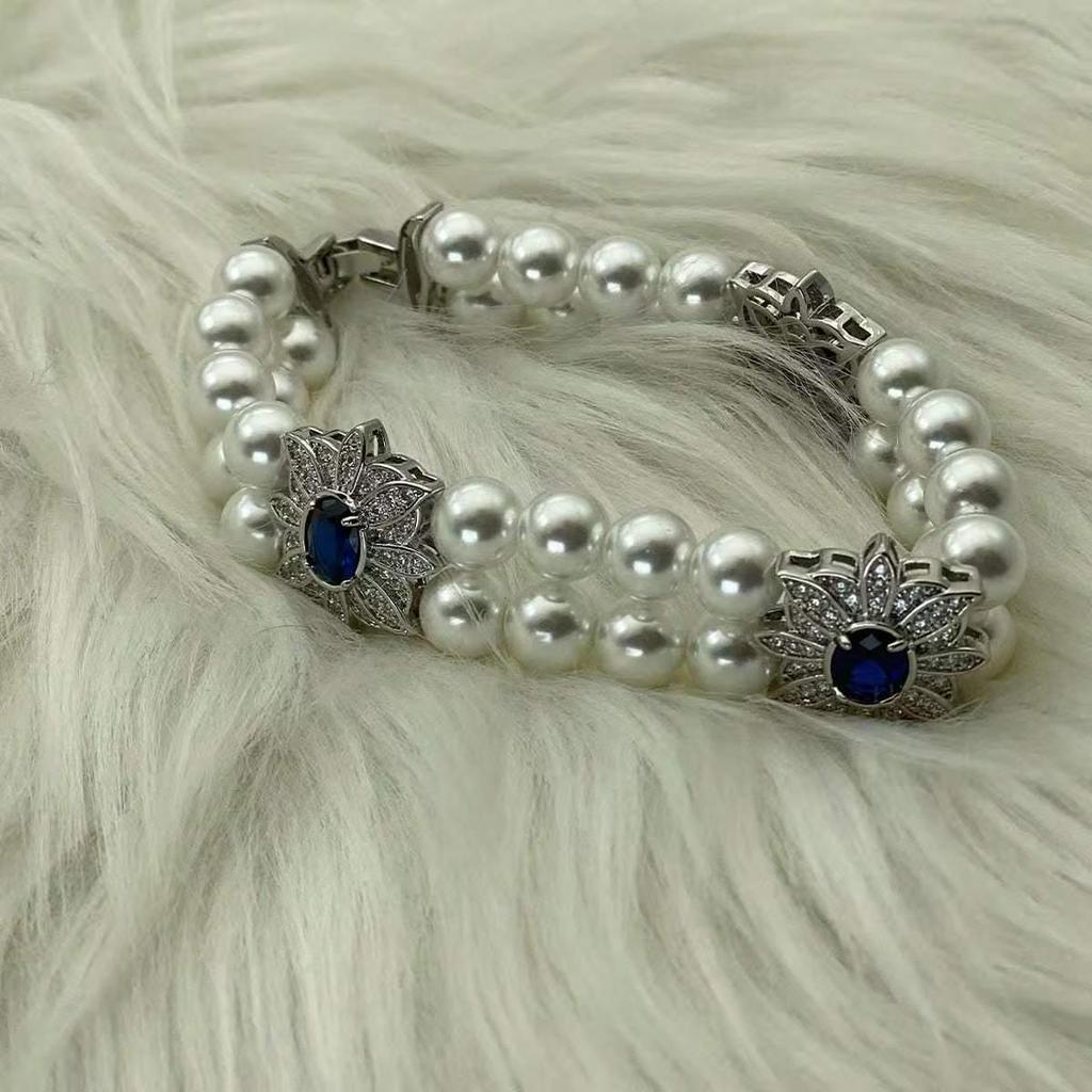 Aquamarine Pearl Bracelet - Elegant Niche Design for Women, Perfect Bestie Birthday Gift