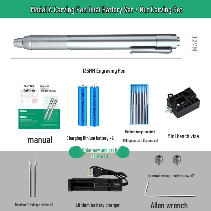 Rechargeable Electric Engraving Pen for Metal, Jade, and Nut Micro-Carving, Marking, and Seal Cutting.