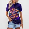Women's Casual Floral Print V-Neck Short Sleeve Decorative Button T-Shirt Top