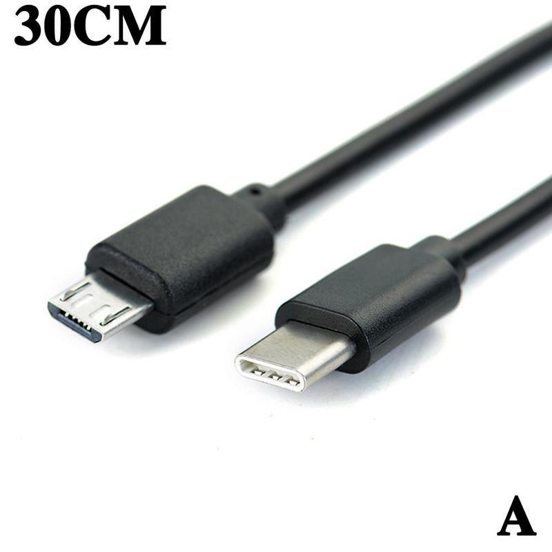 30cm/100cm Type C To Micro USB Cable Black USB-C Male To Micro USB Male Cable For Huawei For Xiaomi