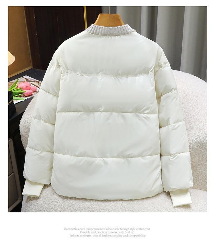 Fake Two-piece Knitted Stitching Down Cotton-padded Jacket for Women