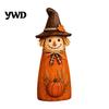 Cute Wizard Hat Ornaments Vintage Resin Scarecrow Figurines, Fall Harvest Pumpkin Sunflower Maple Decorative Haunted House Props Leaf Tabletop Decor,