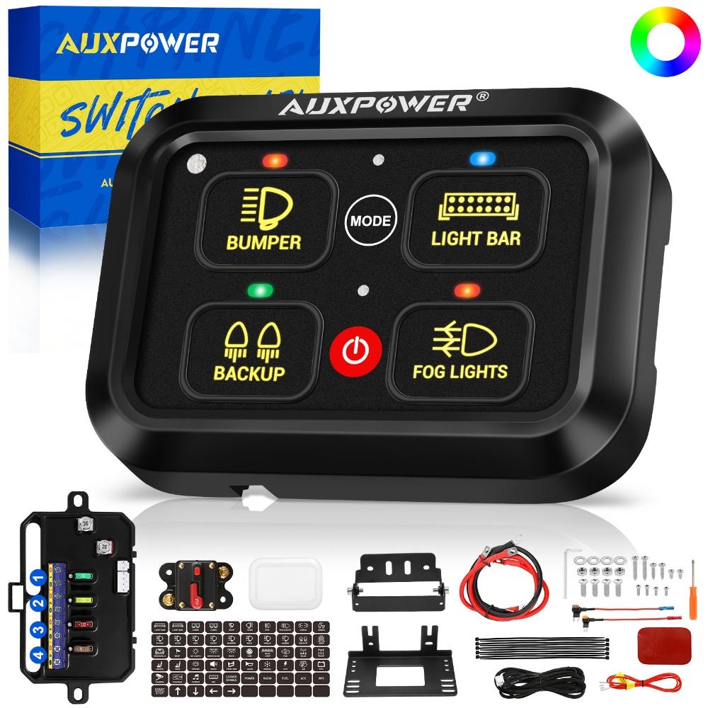 4/6 Gangs LED On-Off Control Switch Panel RGB Backlight Universal Power System Slim Electronic Relay System Automatic Dimming