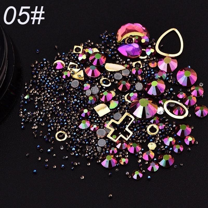 4cm Black Box Mixed Rhinestones for Nail Art - 12 Styles Available