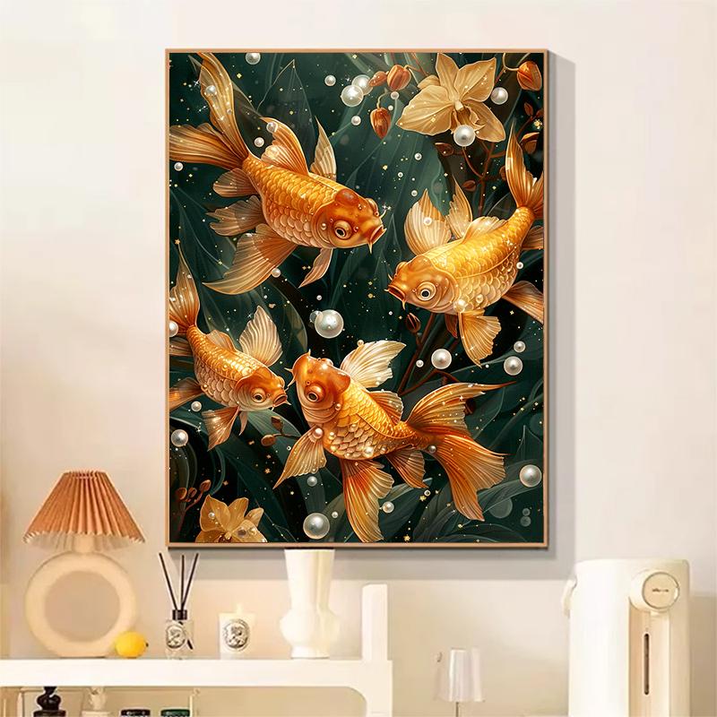 5d DIY Diamond Painting Cross Stitch Goldfish Pearl Diamond Embroidery Mosaic Full Round Drill Home Decor