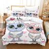 Cartoon Sheep Duvet Cover Set Cute White Sheep Flowers Pattern King Queen Full Size For Kids Boy Girl Gift Polyester Bedding Set