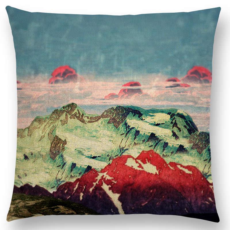 Mount Fuji Spring Pillow Cover Landscape Painting Cushion Cover Four Seasons Nature Scenery Fuji Mountains Sofa Pillow Case