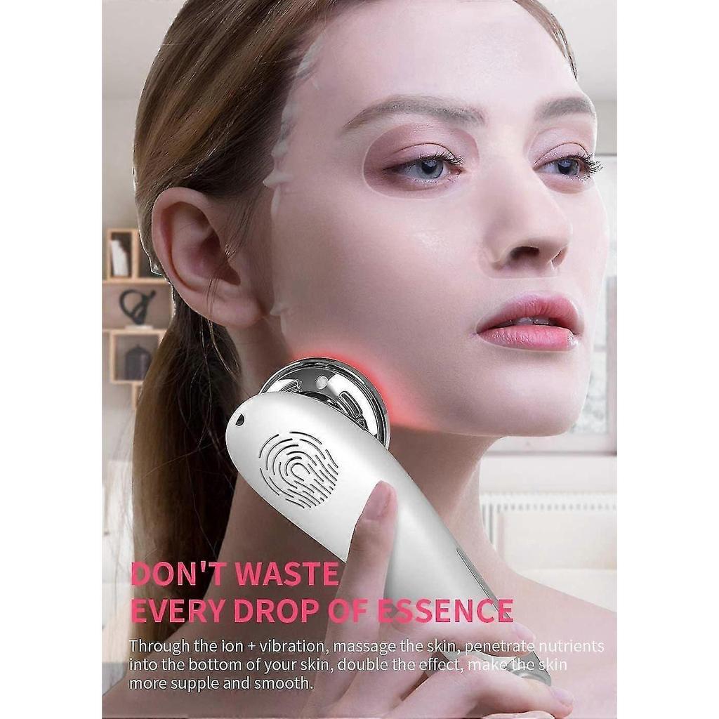 Face Massager, 5in1 Multifunctional Face Roller With ION- and Photon Function Hot / Cold Treatment, Gifts for Women, White