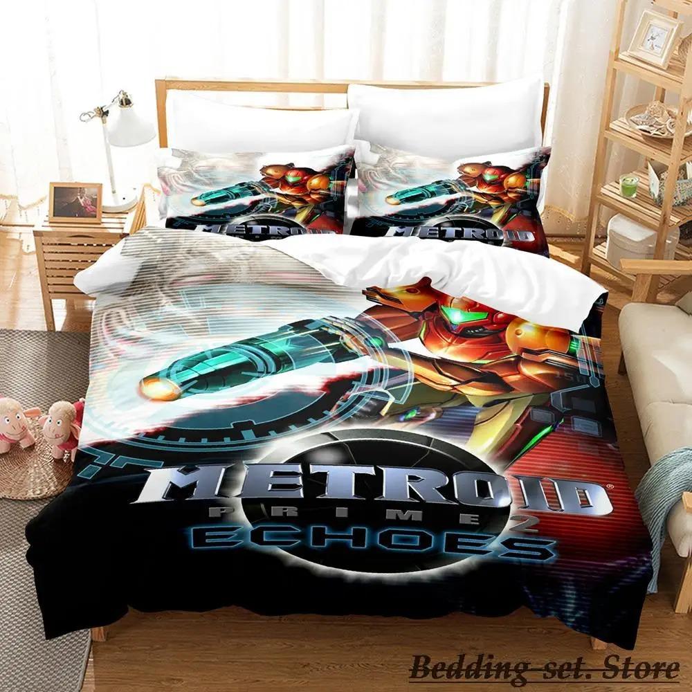New Metroid Prime Bedding Set Single Twin Full Queen King Size Bed Set Adult Kid Bedroom Duvetcover Sets Anime parure de lit Bed