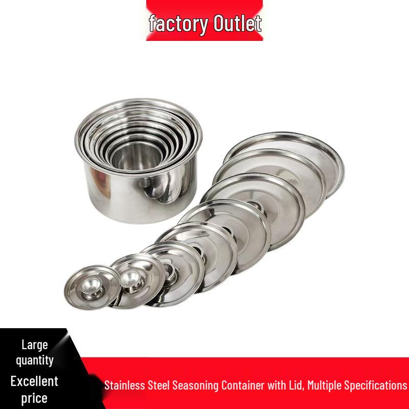 304 Stainless Steel Seasoning Bowl: Durable Commercial Kitchen Condiment Jar & Soup Basin.