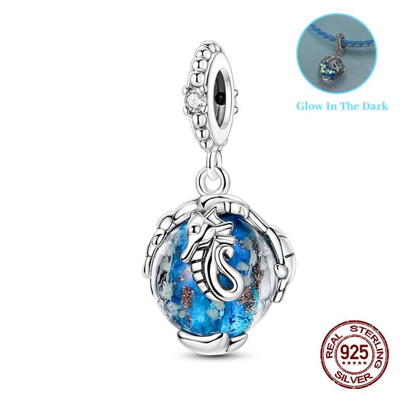 Summer Charms Copper Luminous Ocean Series Pendants Crab Whale Charms Beads Fit Original Bracelet Fine Diy Jewelry